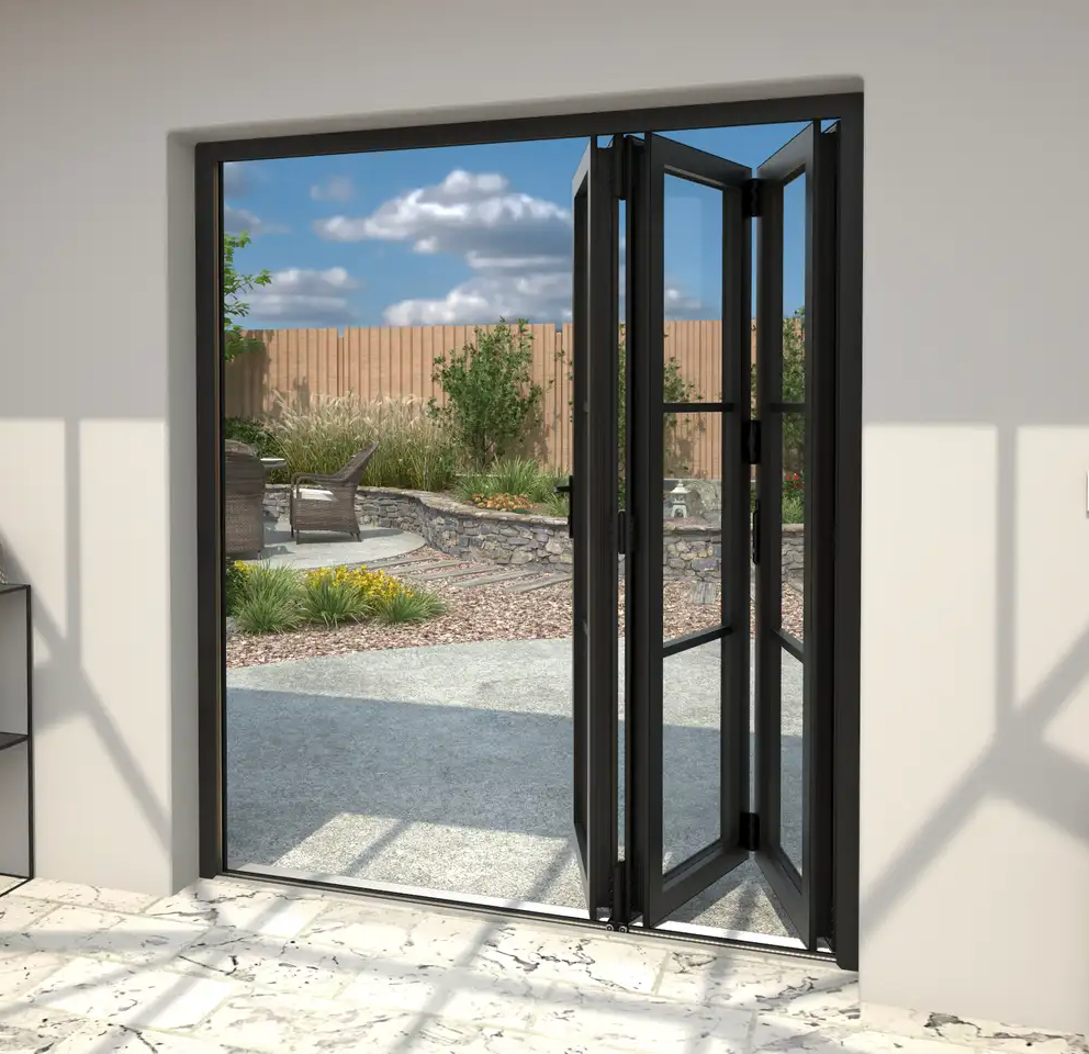 Prestige Jet Black 3 Pane Bifolding Door - 2100 x 2090